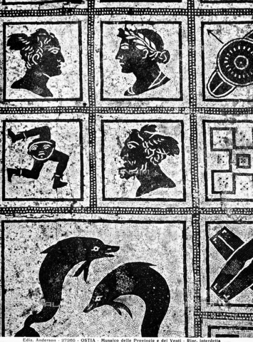 ... Detail of a mosaic dating to the Claudius period and ...