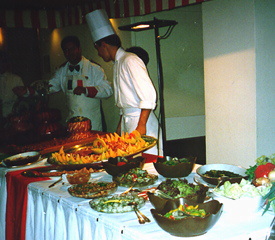 Salad table at Kuln Hotel, St. Moritz