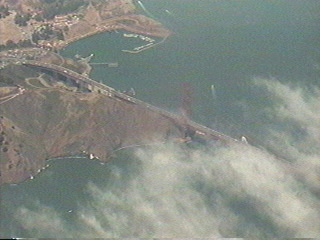 Flying over the Golden Gate Bridge San Francisco, California