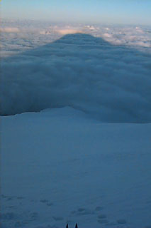 These pictures were shot with a Kodak DC 40 mountain climbing up Mt. Hood in Oregon. The climb was begun at 1 am during and ice and rain storm. By 3 am they were above the clouds at 8,000 ft. The climbers reached the summit, 11,245 ft., around 9 am and returned to base camp by noon. This was an 11 hr. climb.