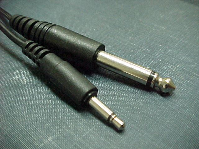 Common audio connectors: 1/8 miniplug and 1/4 phone plug (not to be confused with phono or RCA plug)