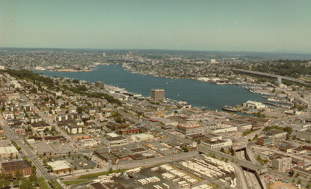 Looking toward Puget Sound from the Space Needle Seattle, Washington