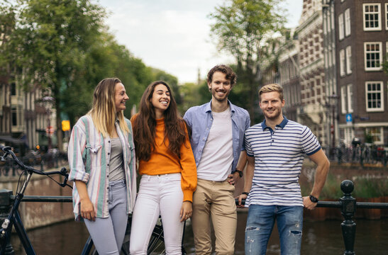 Portrait of a group of friends in Amsterdam