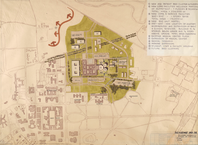 Stanford University Medical Center, Palo Alto, CA, Scheme 1-A Plan (1967/70) // Bertrand Goldberg American, 1913-1997