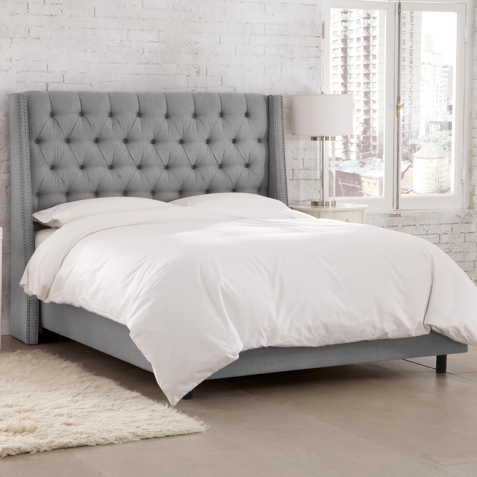 Louis Diamond Tufted Wingback Linen Bed - Skyline Furniture : Target