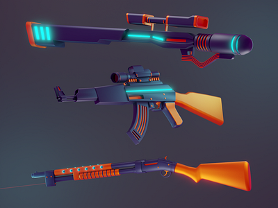 Mixed Warfare - 3D Gun Pack 3d 3d illustration 3d object 3d pack blender design game game 3d game art game objects gaming gaming object gun illustration object object illustration riffle video game