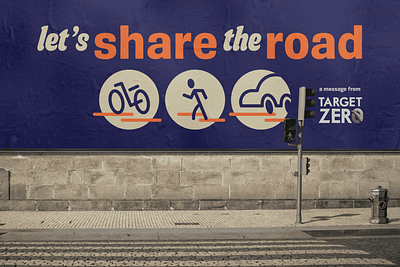 Traffic Safety mural v3 banner bike biking car driving environment icons illustration mural pedestrian road safety share traffic typography walking