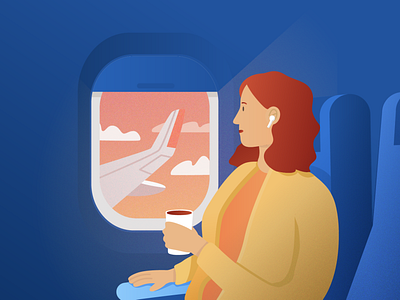 Sunset flight design flat illustration vector