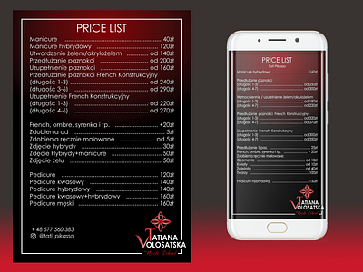 Price List for Nail Studio graphic design logo price list vector