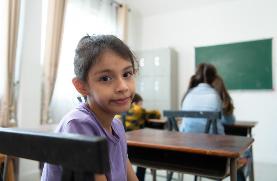 Young student in a classroom