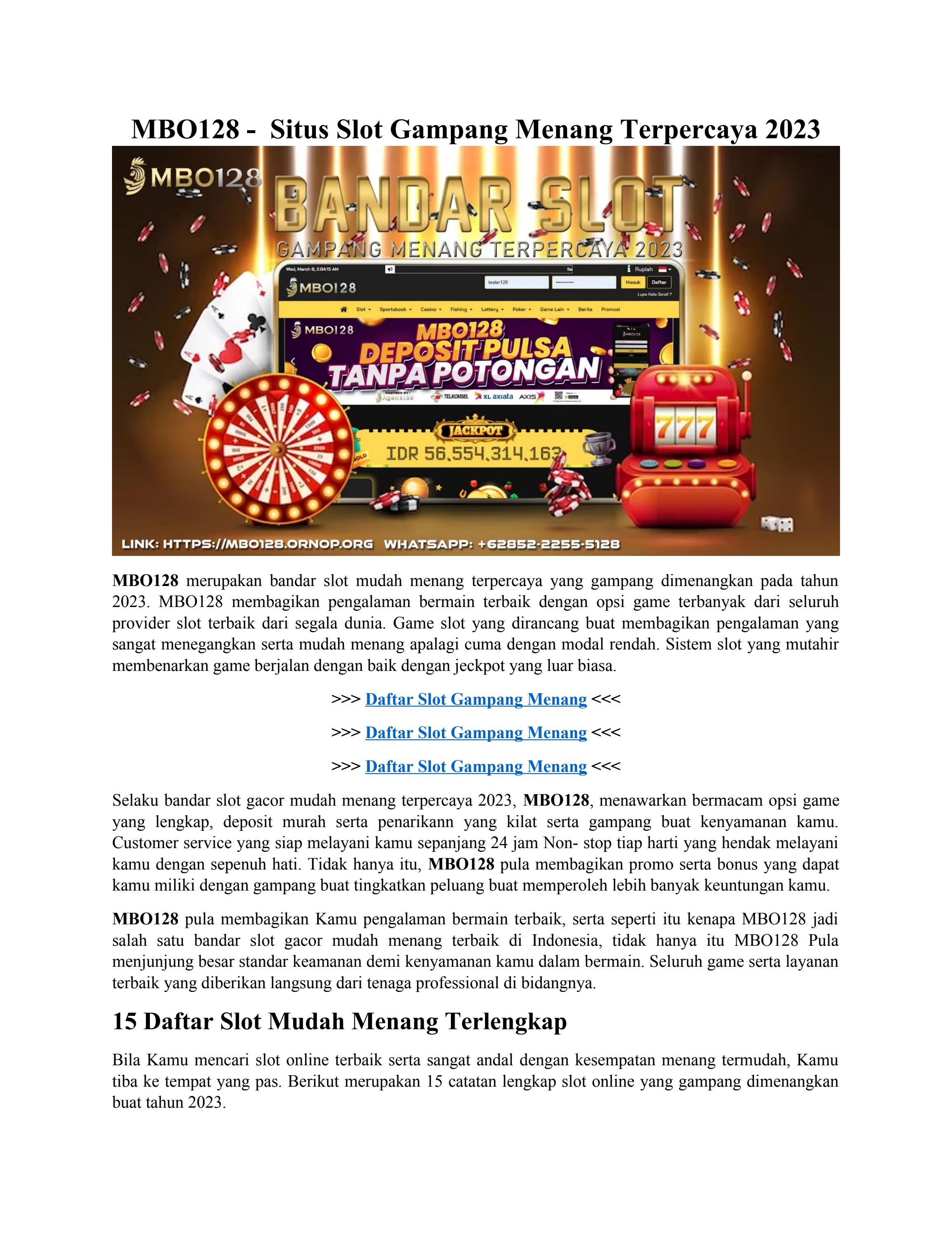 MBO128 - Tips dan Trik Slot Gacor Gampang Menang 2023 by Eliyani Zahard - Issuu