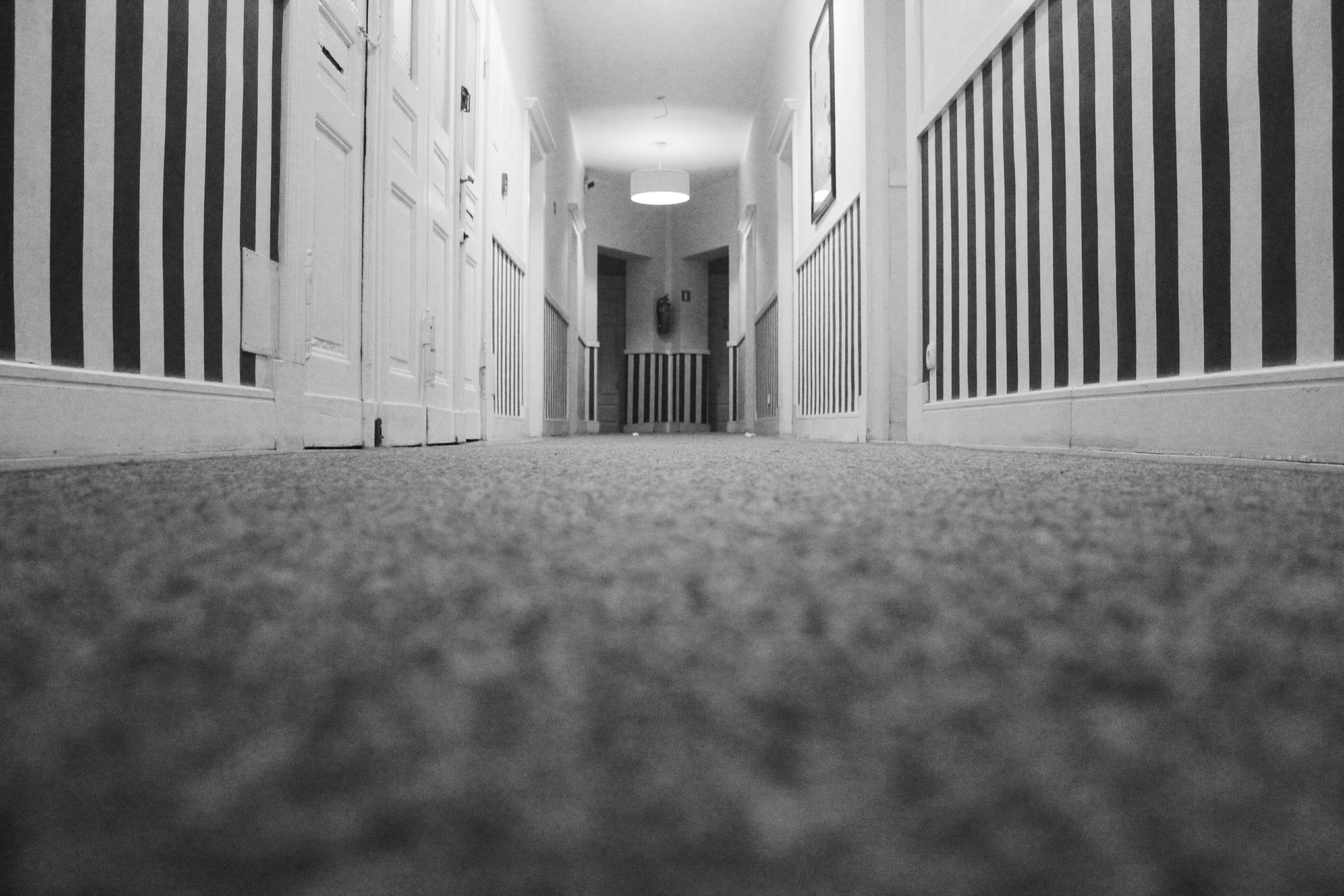 low angle photo of hallway inside closed room