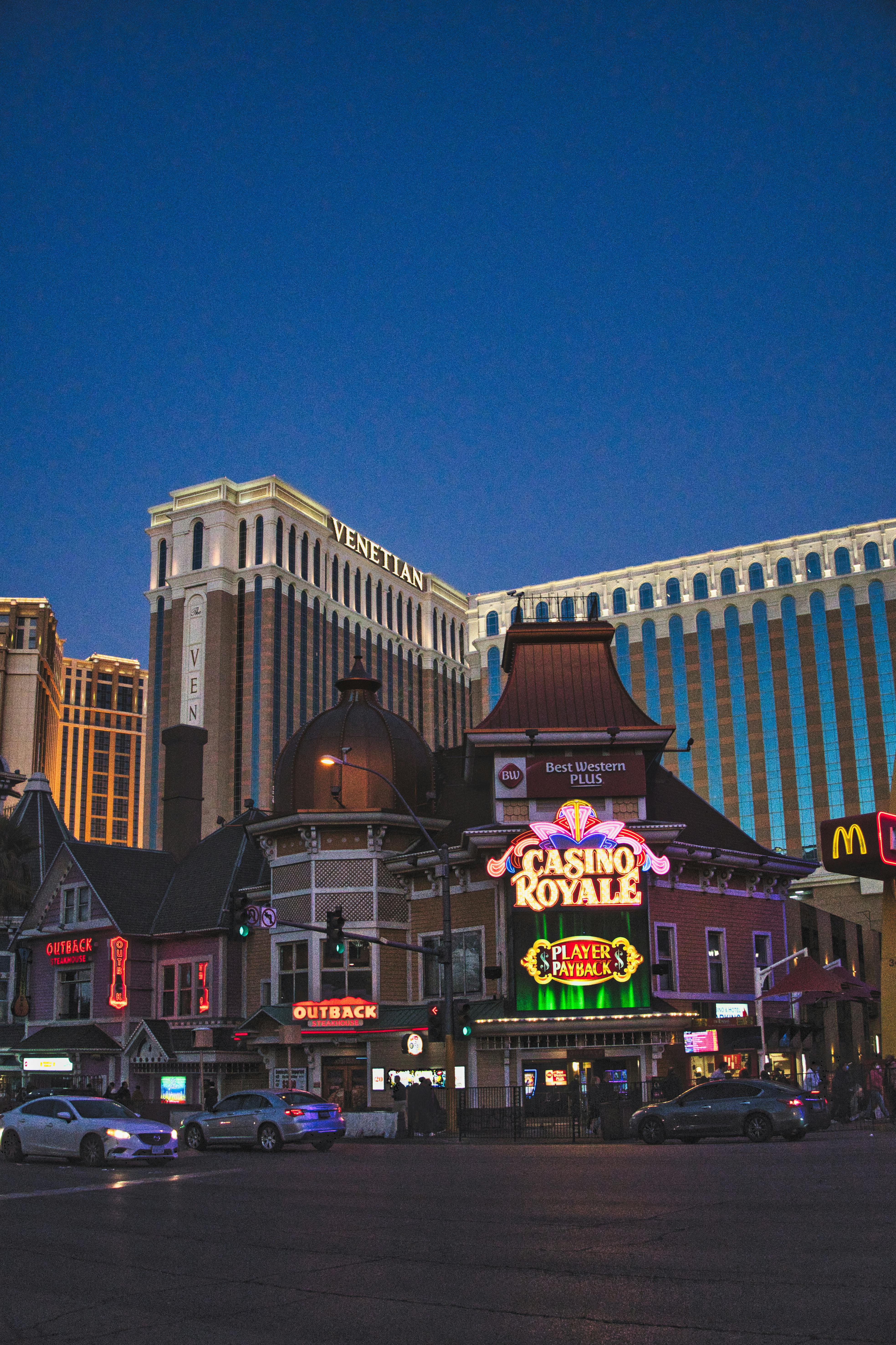 illuminated buildings in downtown las vegas usa