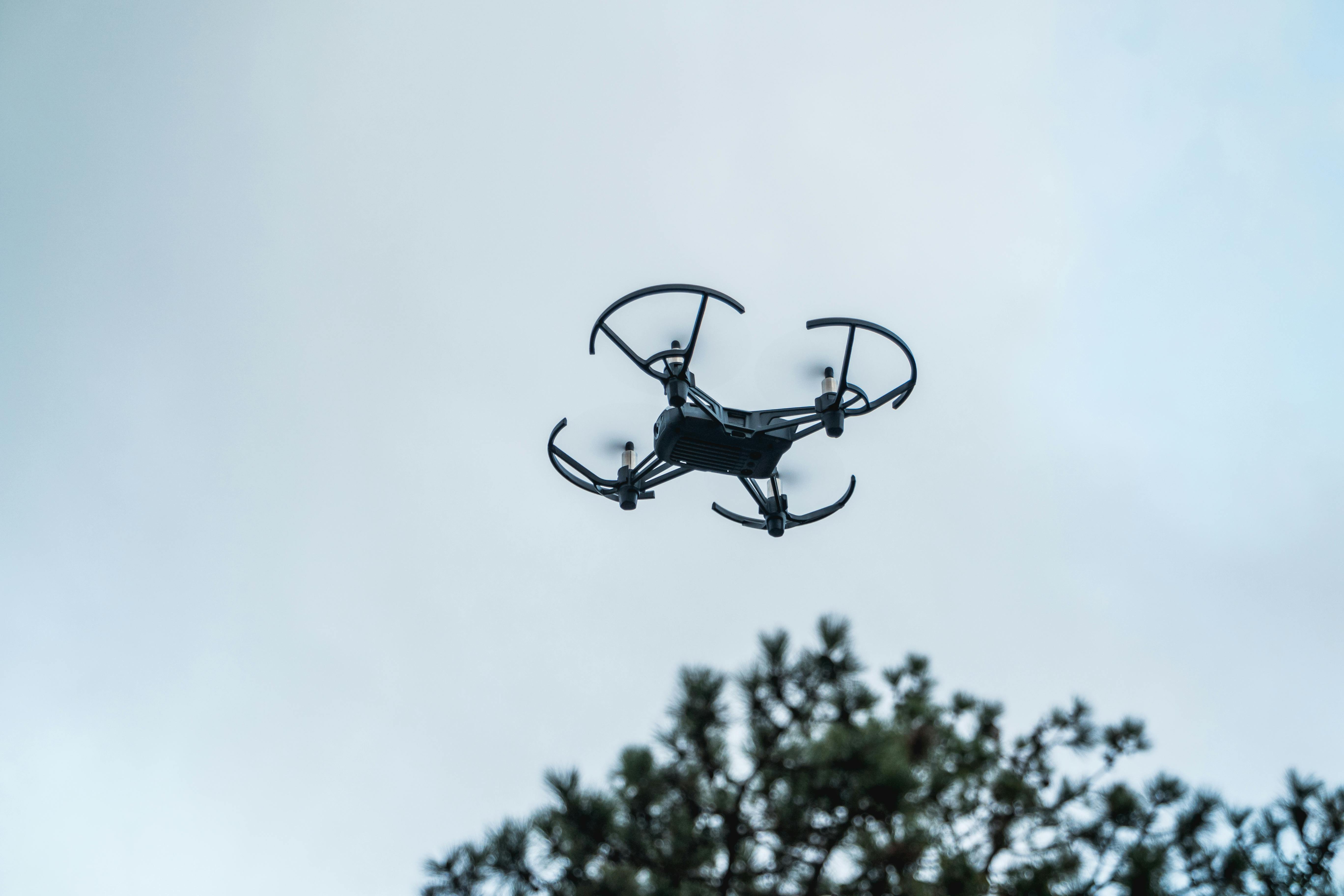 selective focus photography of black camera drone