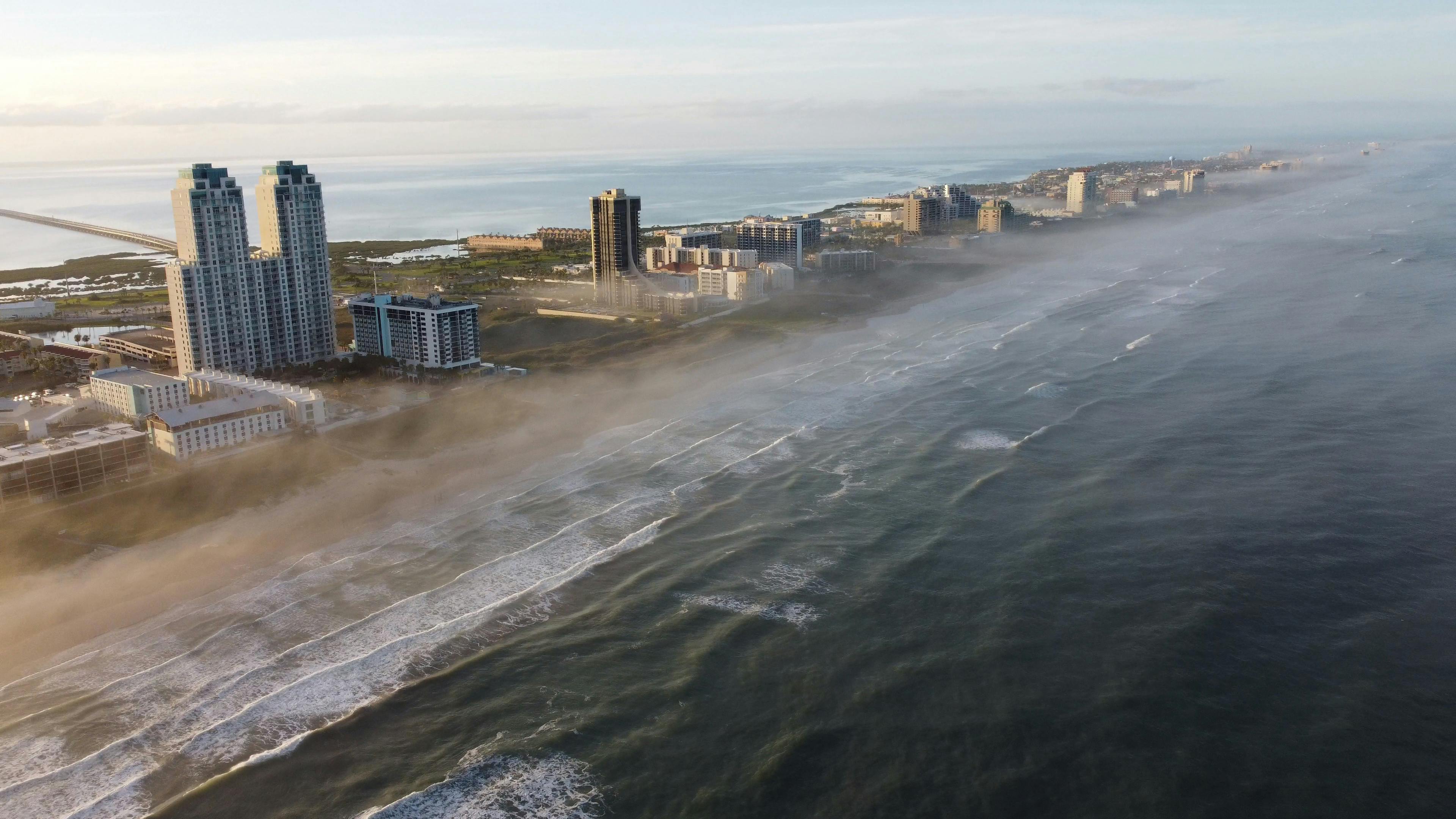 aerial view of the south padre island coast texas