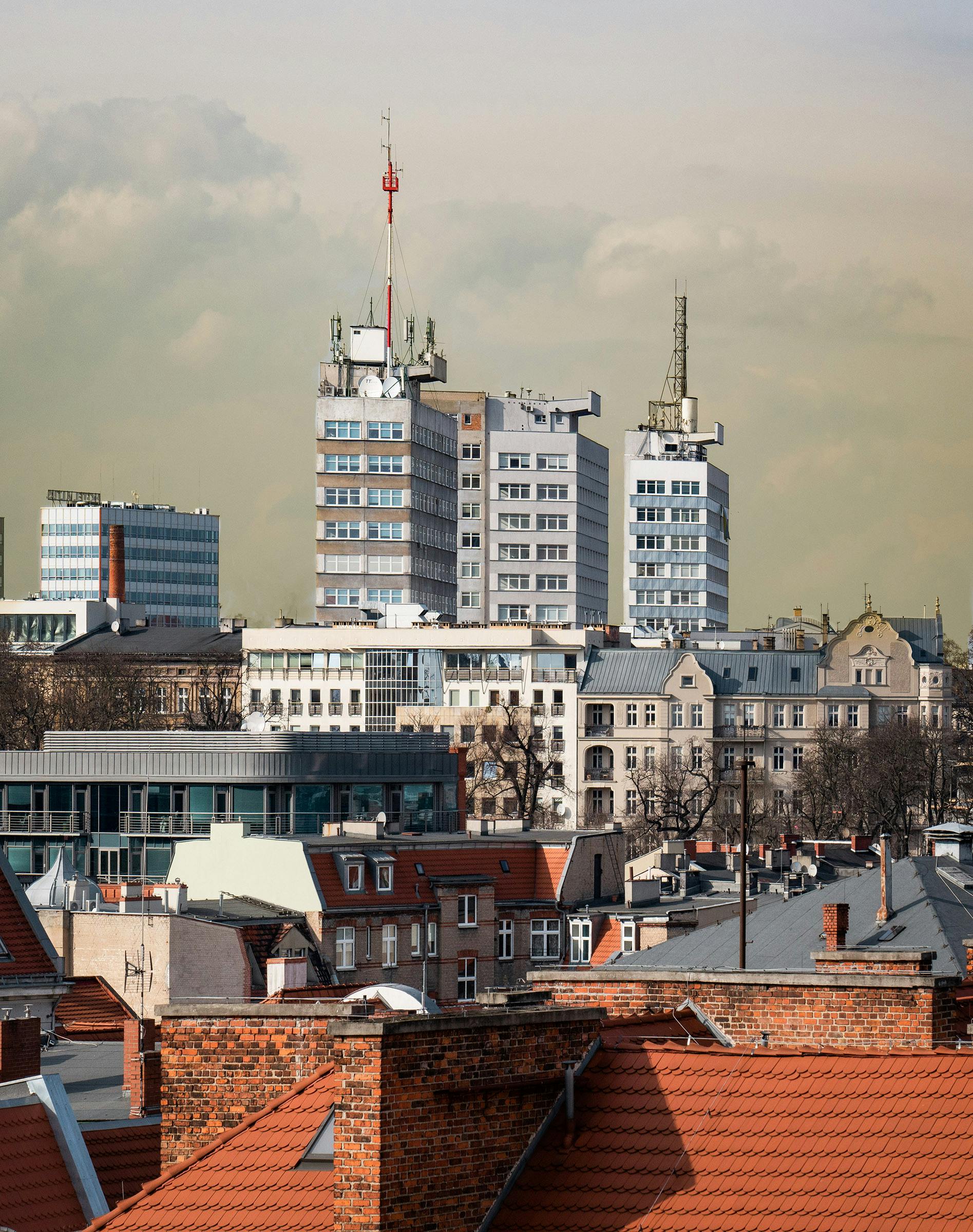 view of the city with characteristic buildings on the horizon