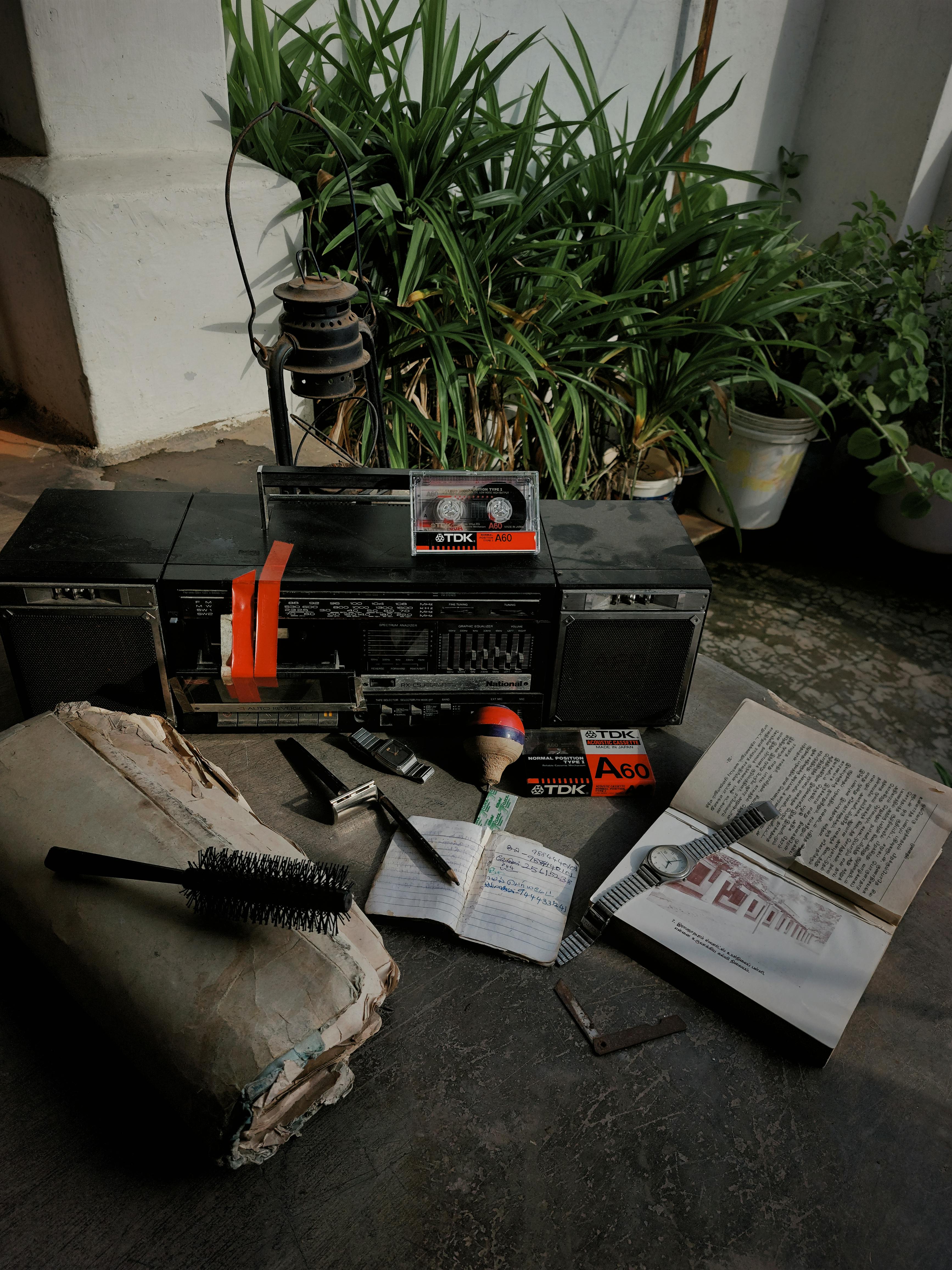 an old radio on the floor