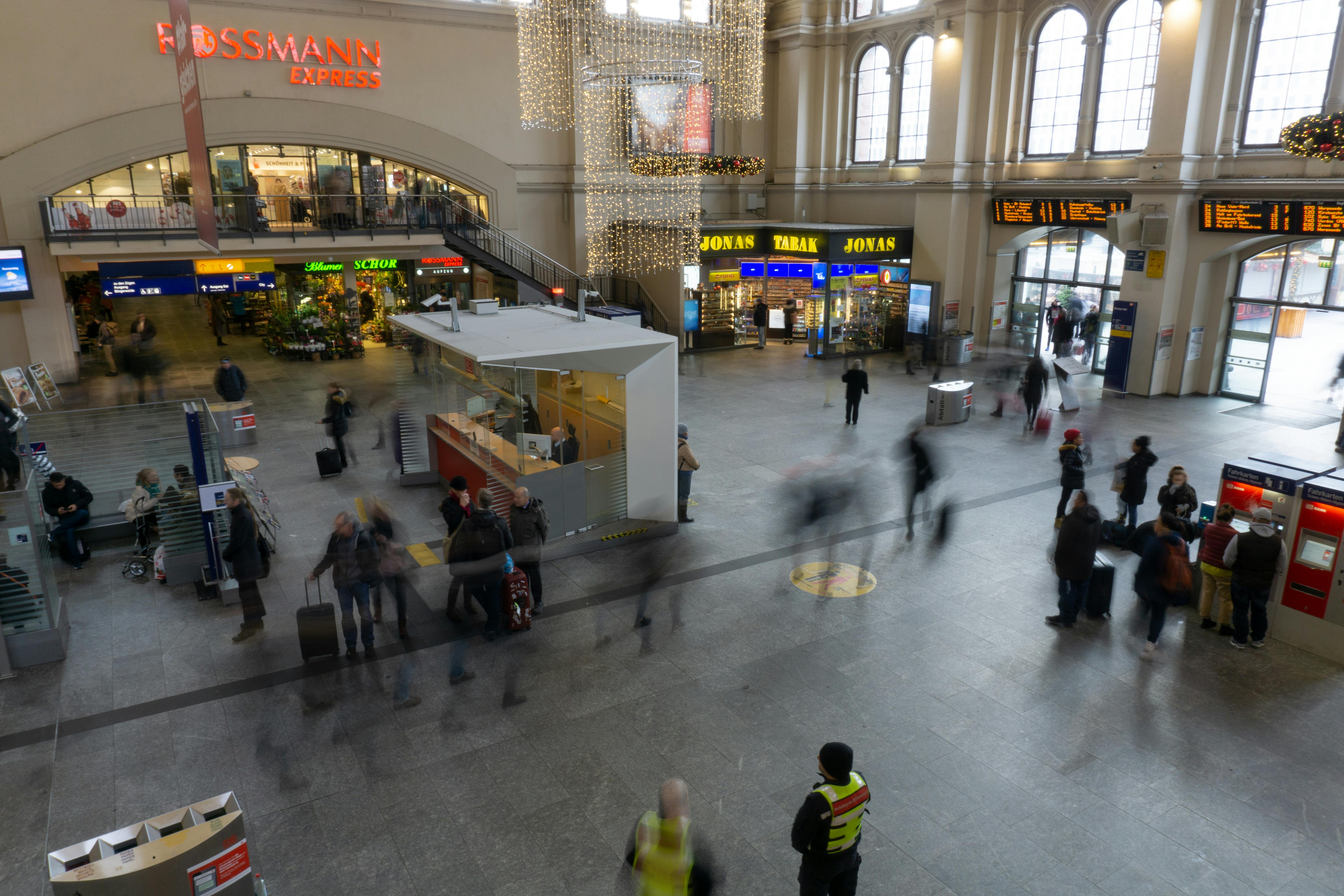 people walking inside train station