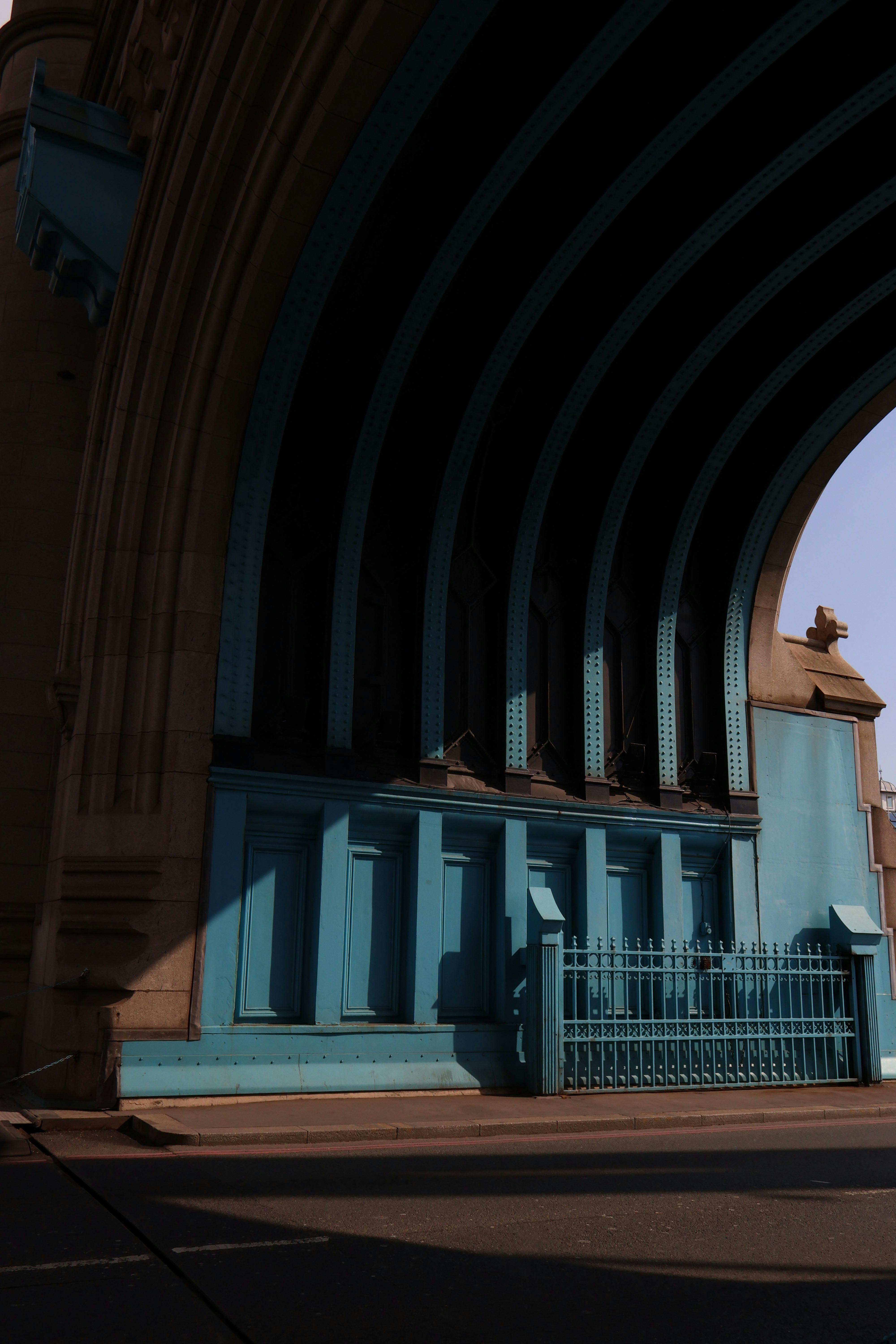 blue arched bridge