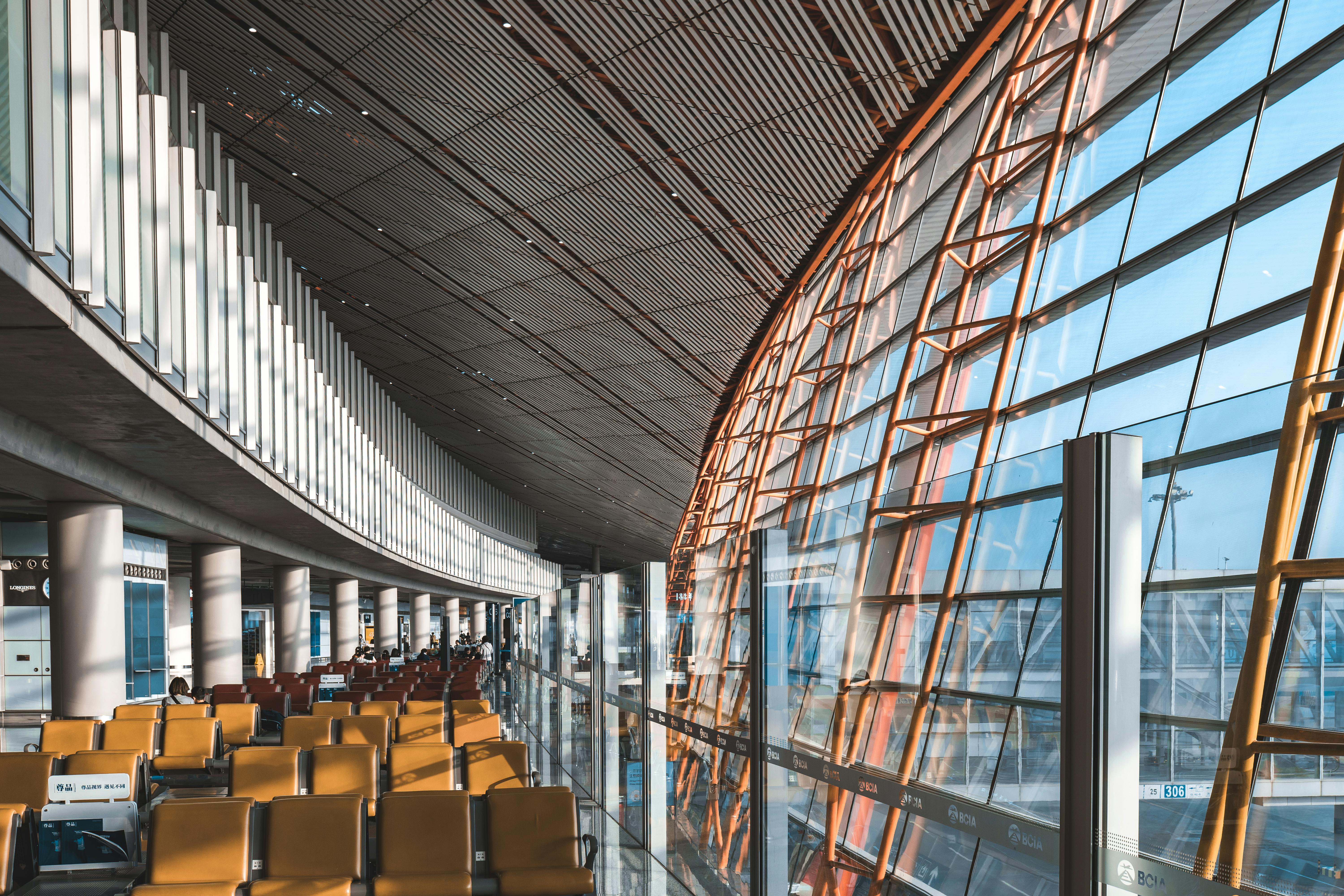 windows and seats in airport