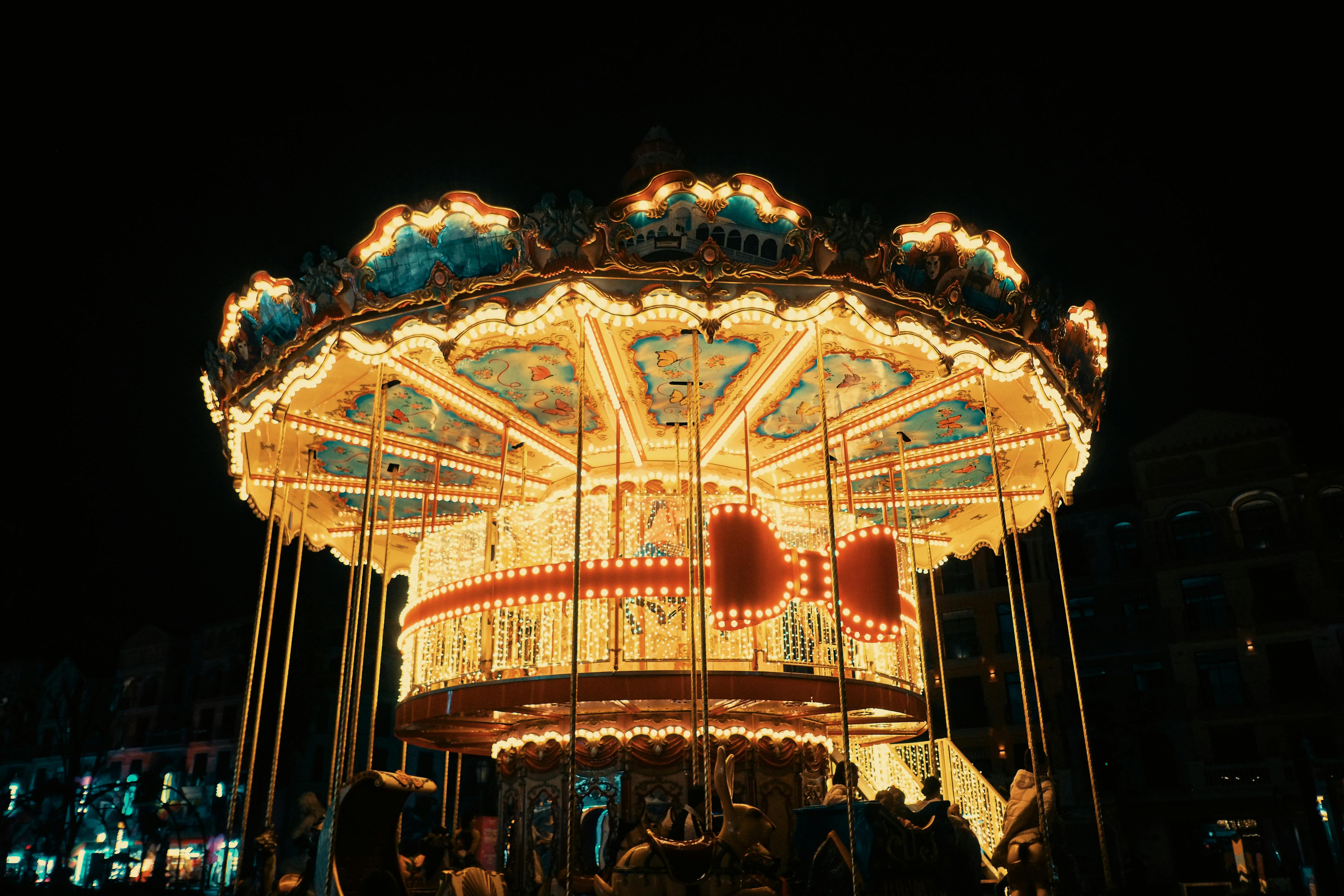 illuminated carousel at night