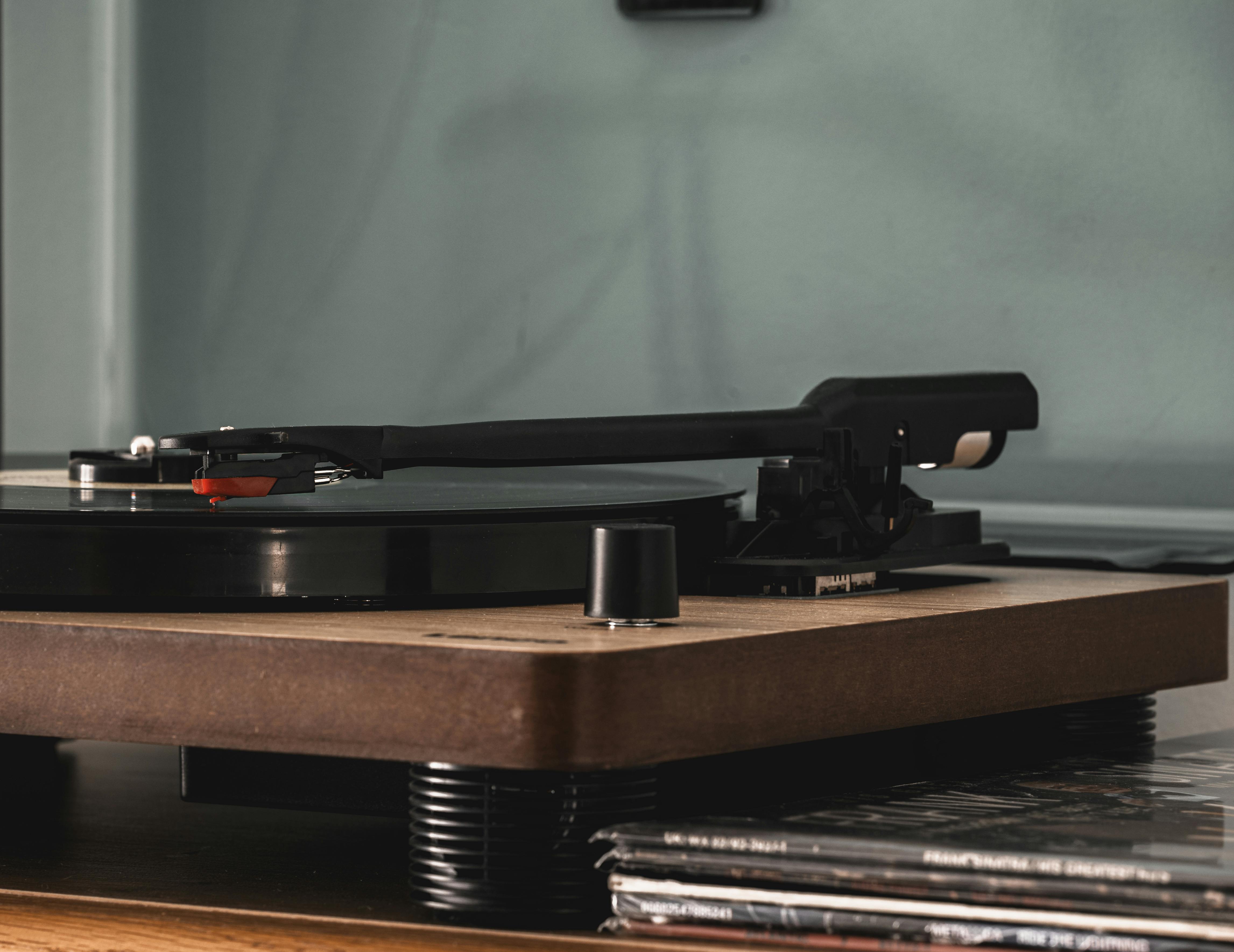 gramophone with a record playing