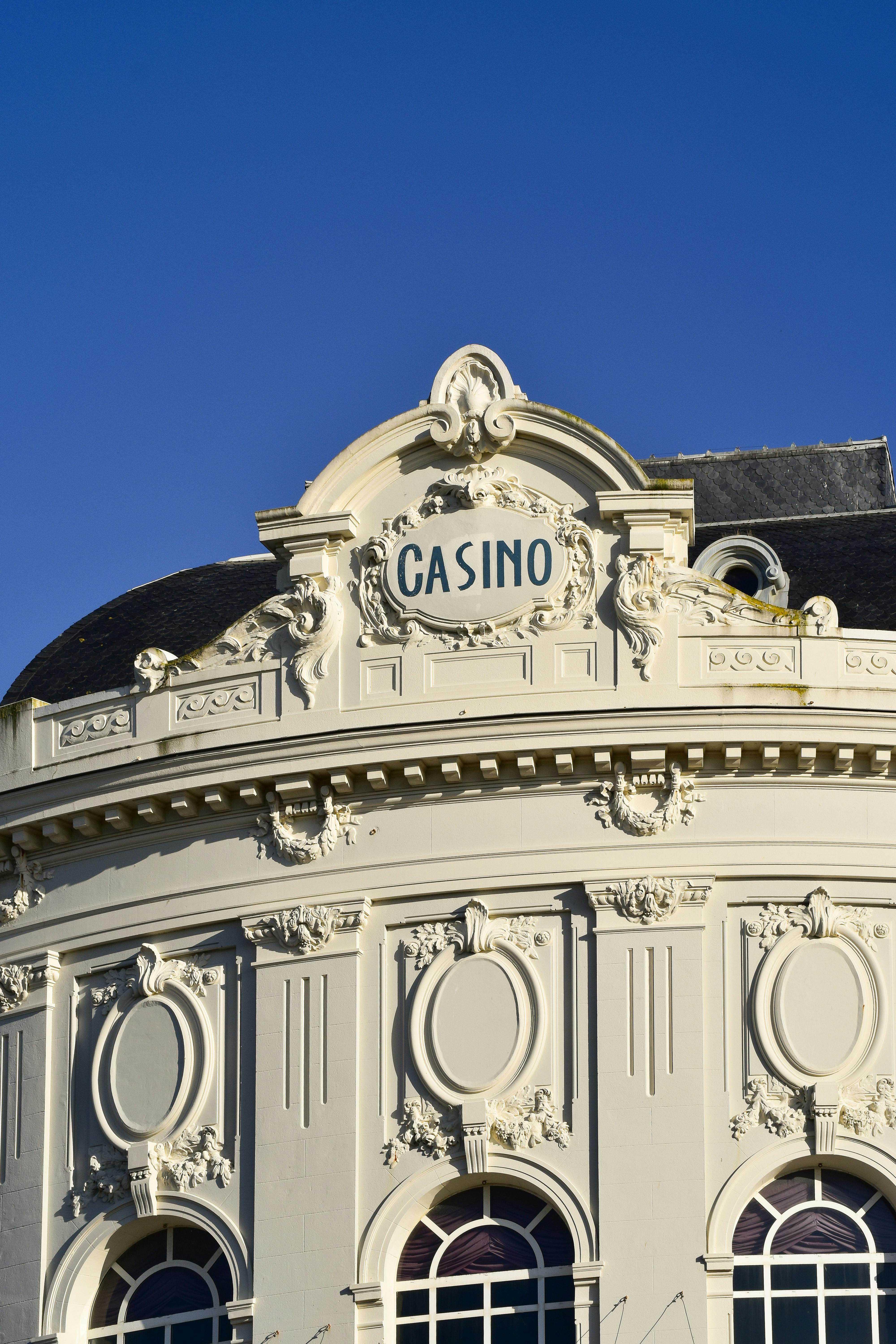 a casino building with a sign on it