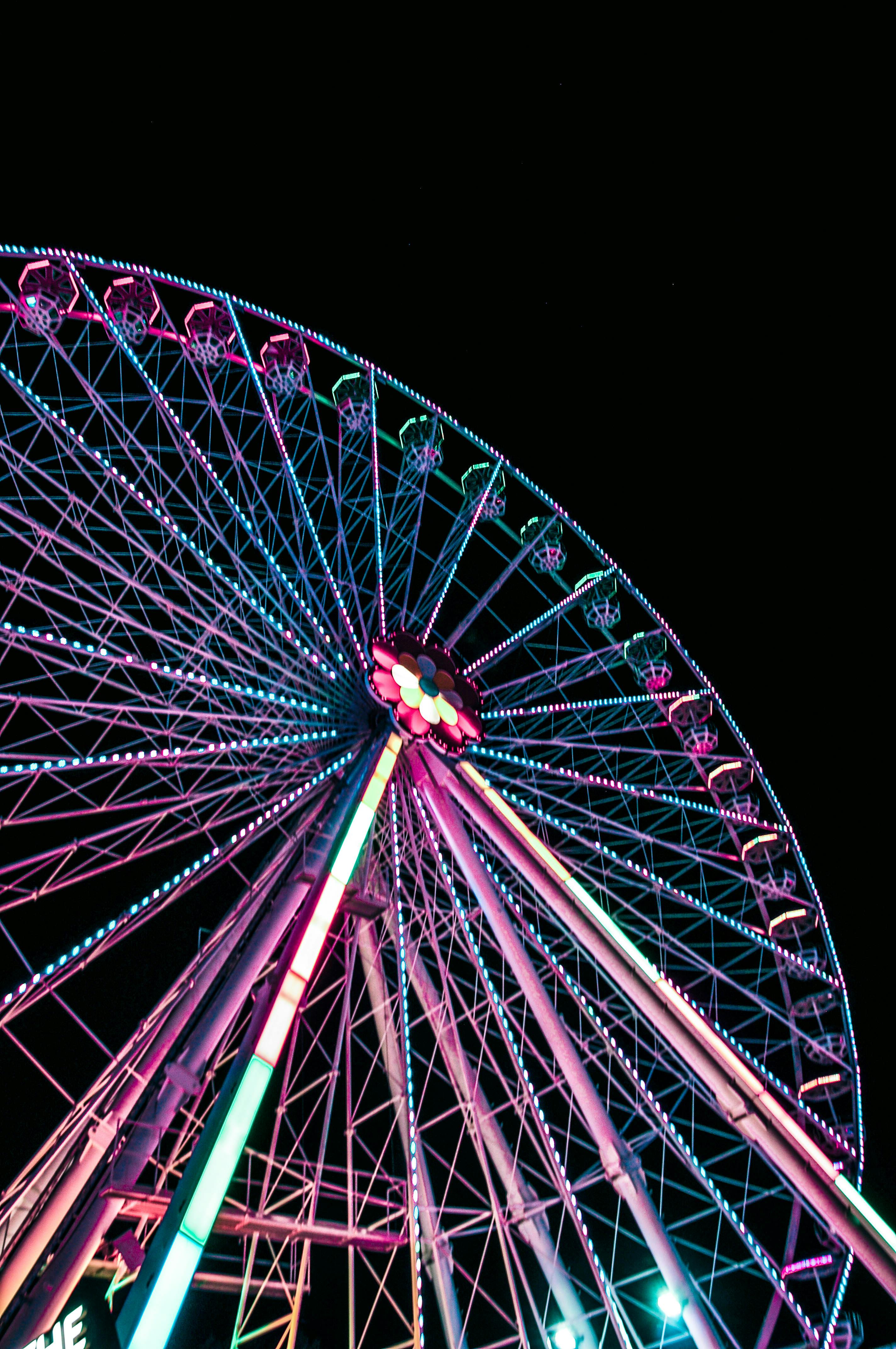 lighted ferris wheel at night