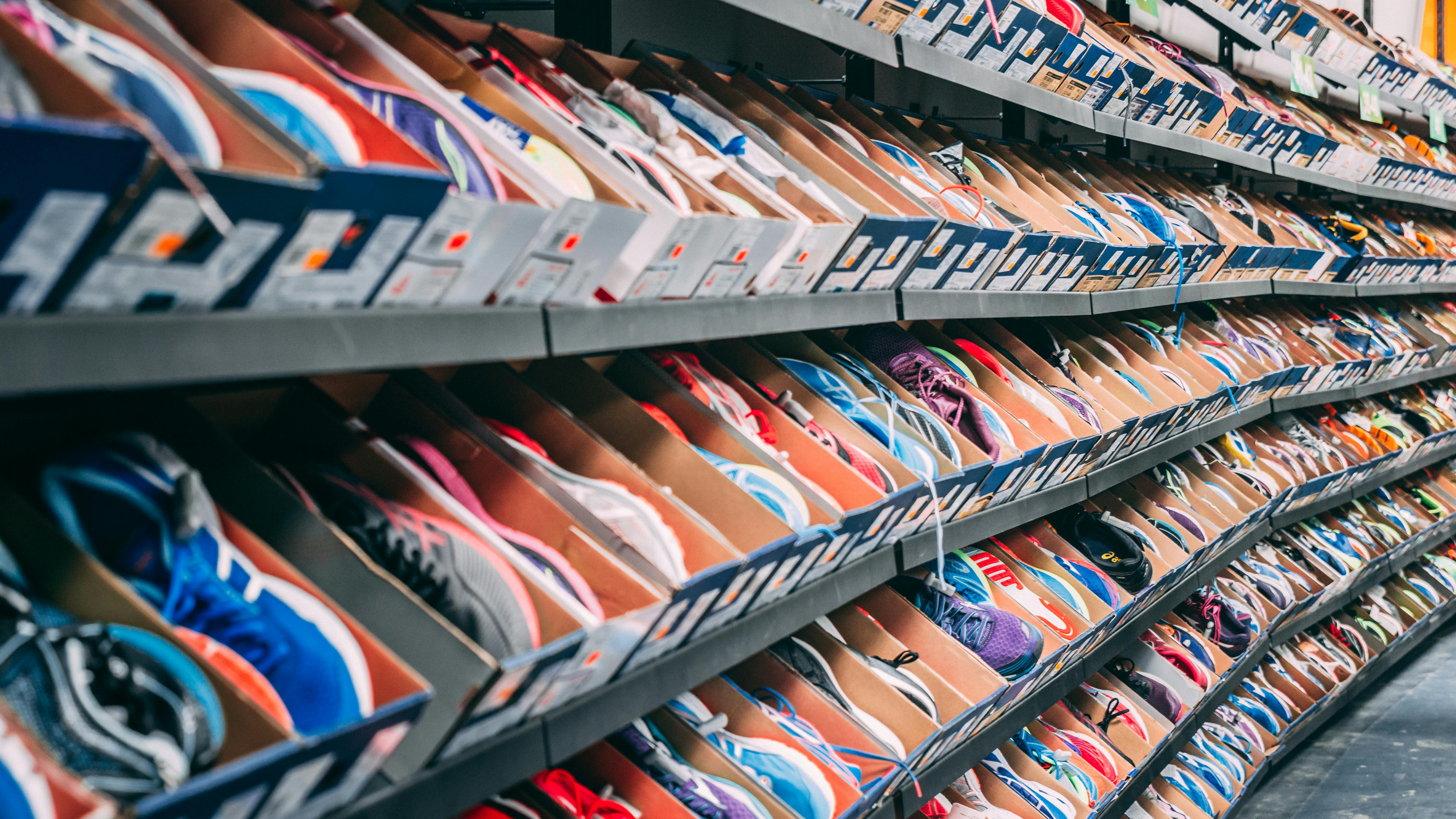 shoes in boxes on shelf