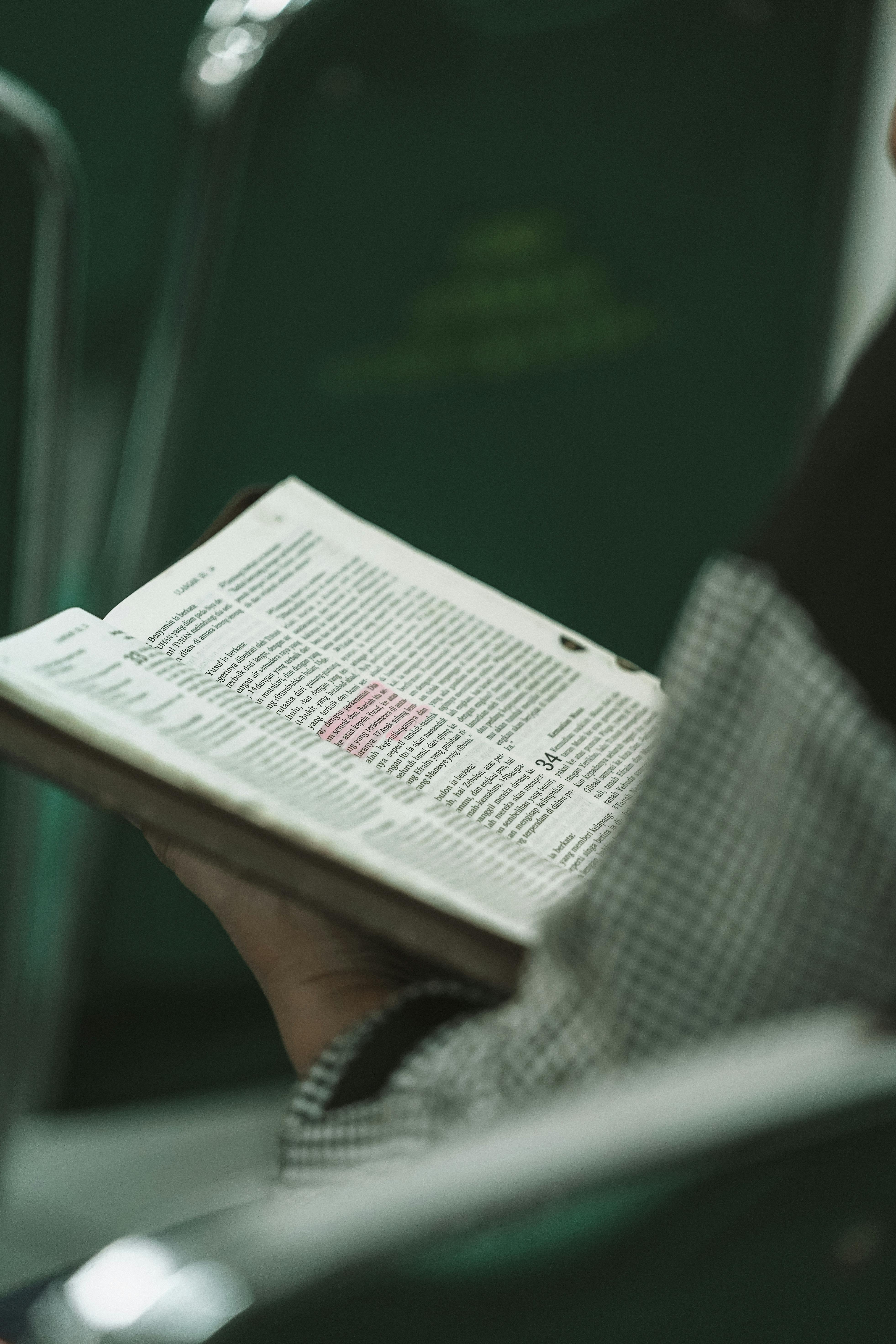 close up of a bible held during study session