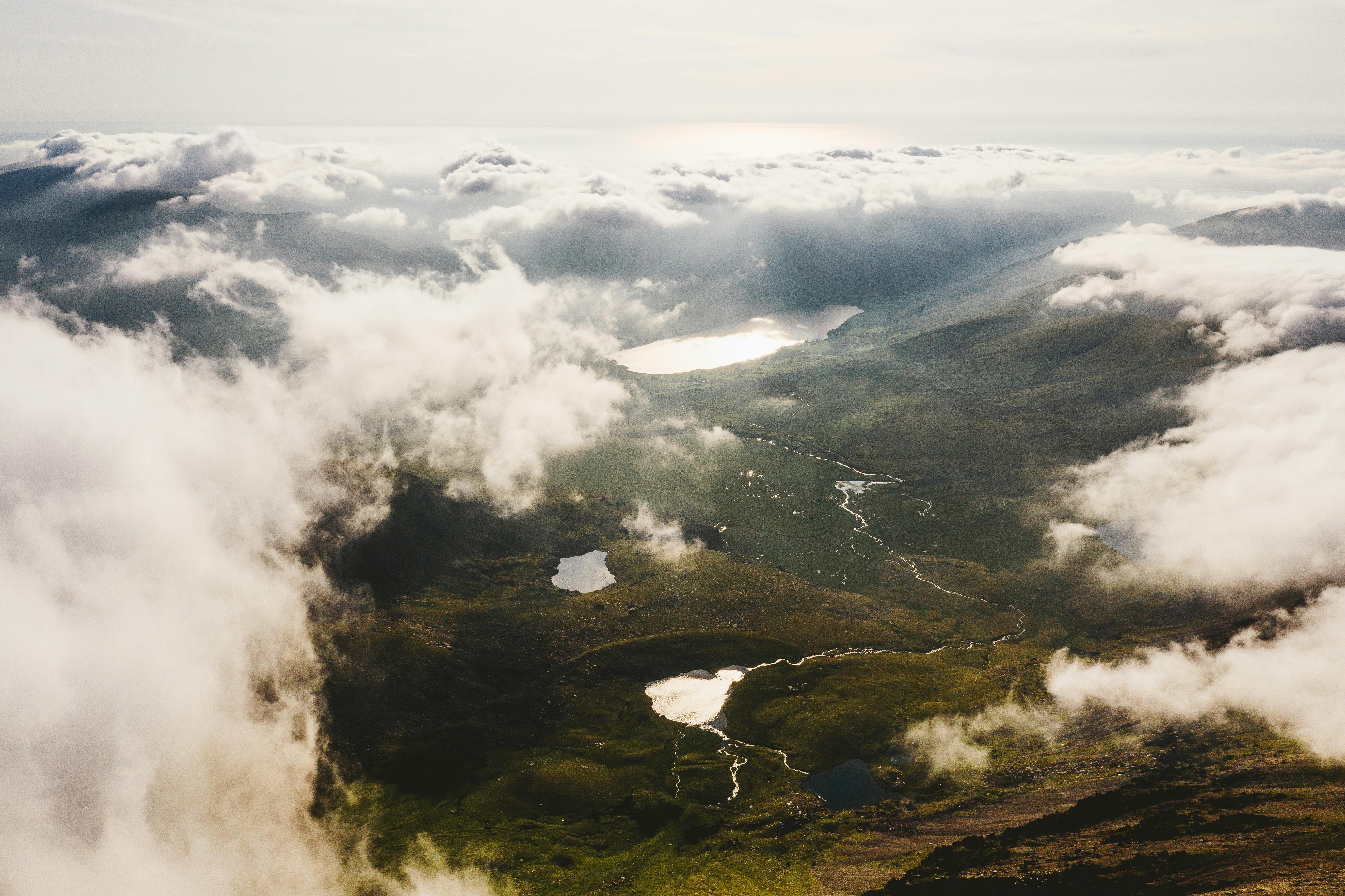 aerial view photo of rivers and mountain