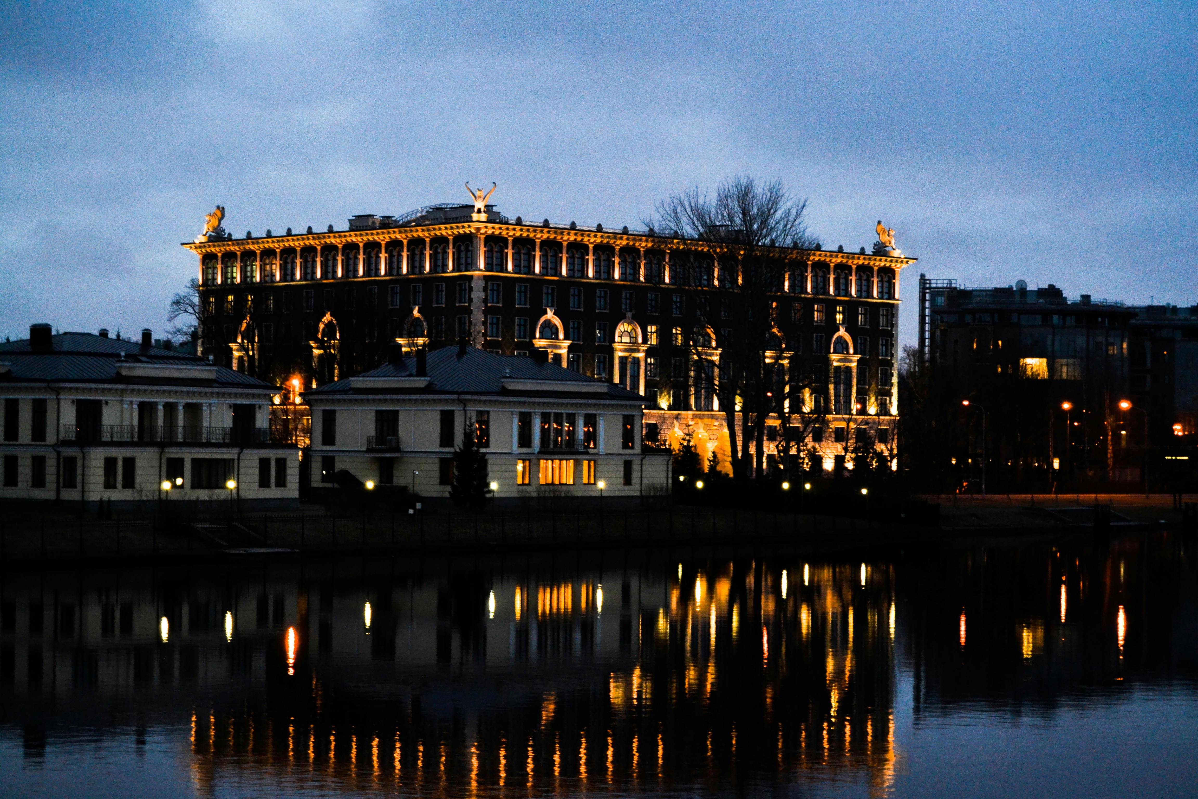 lighted black castle