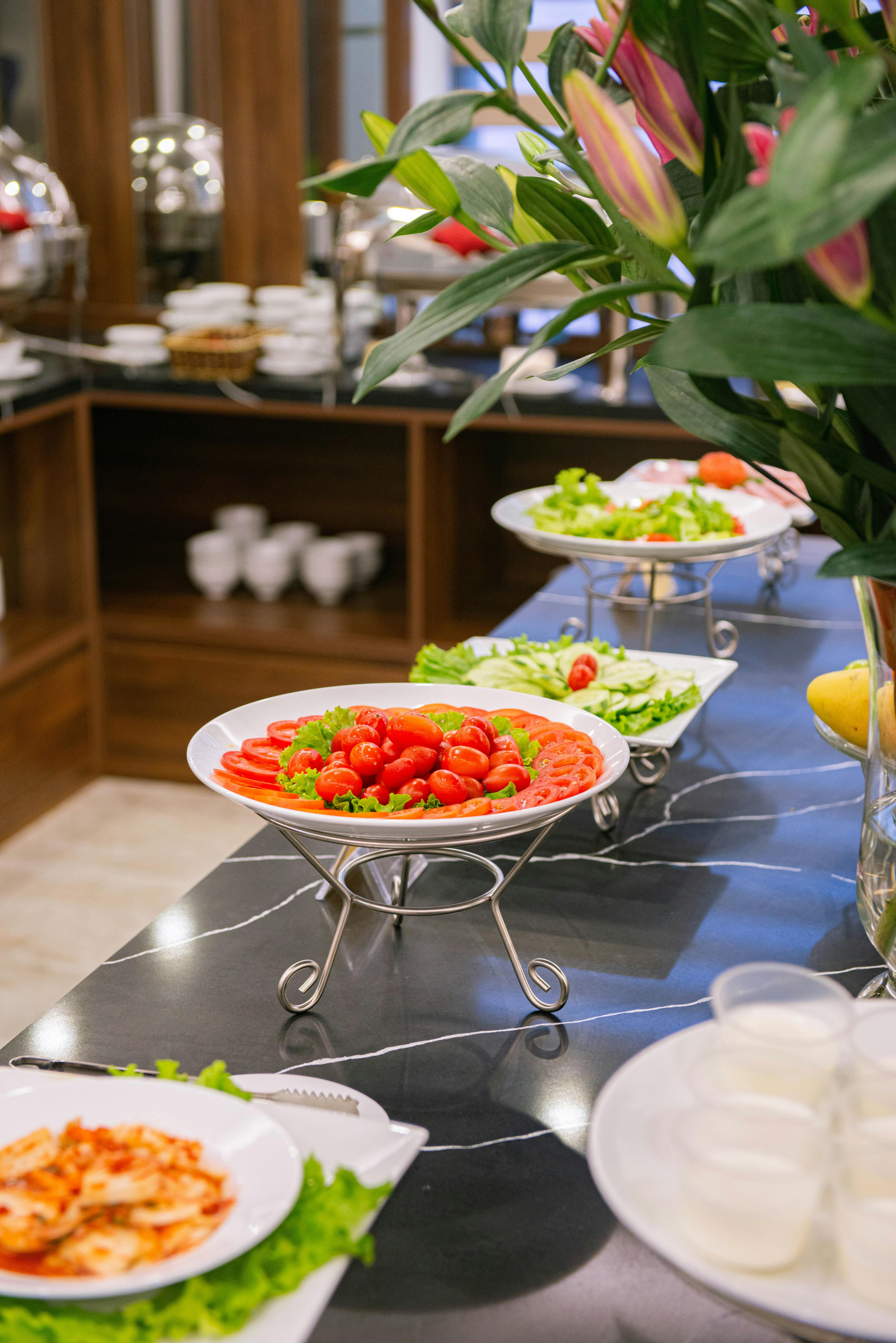 fresh vegetables food options on buffet table