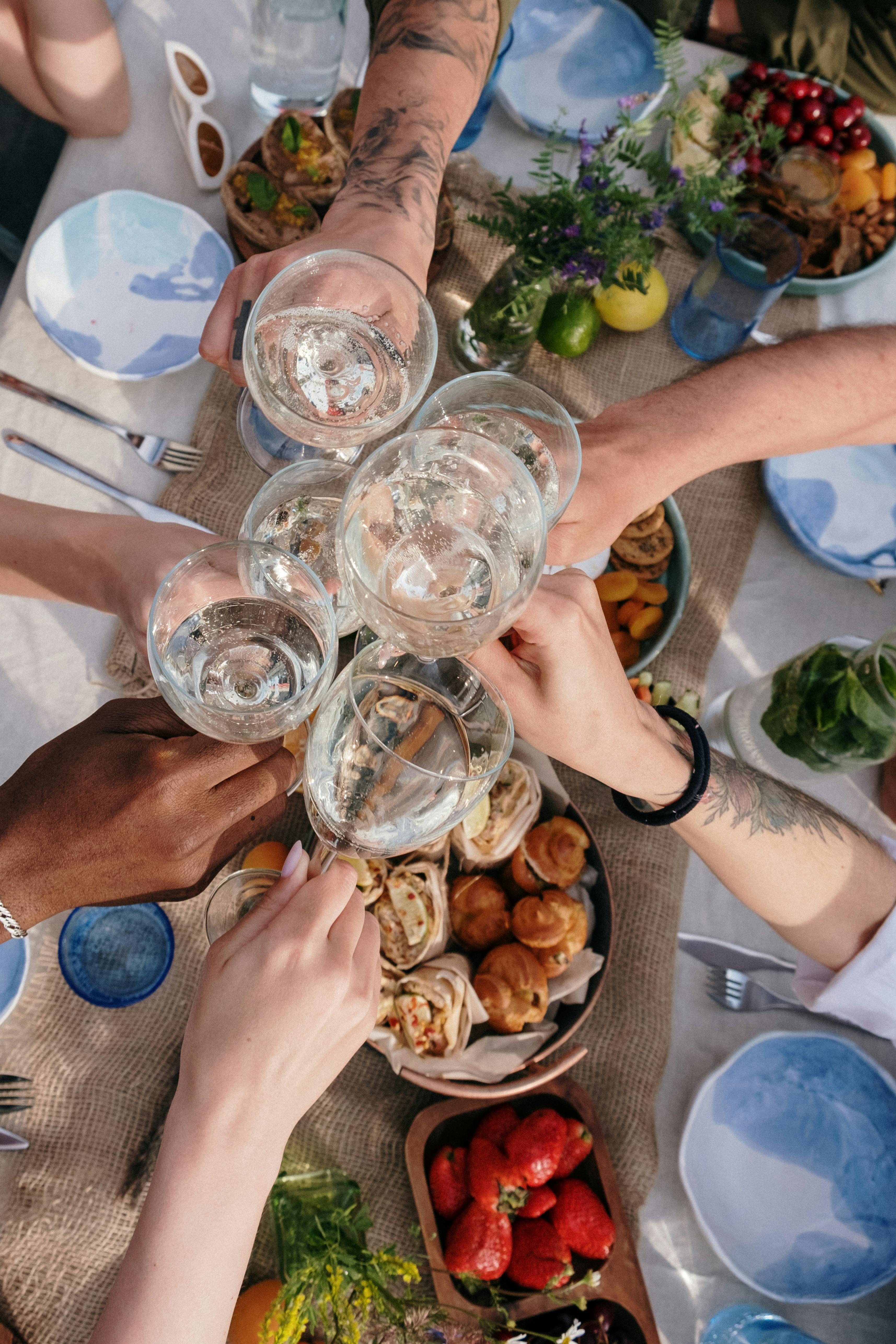 clear drinking glasses on table