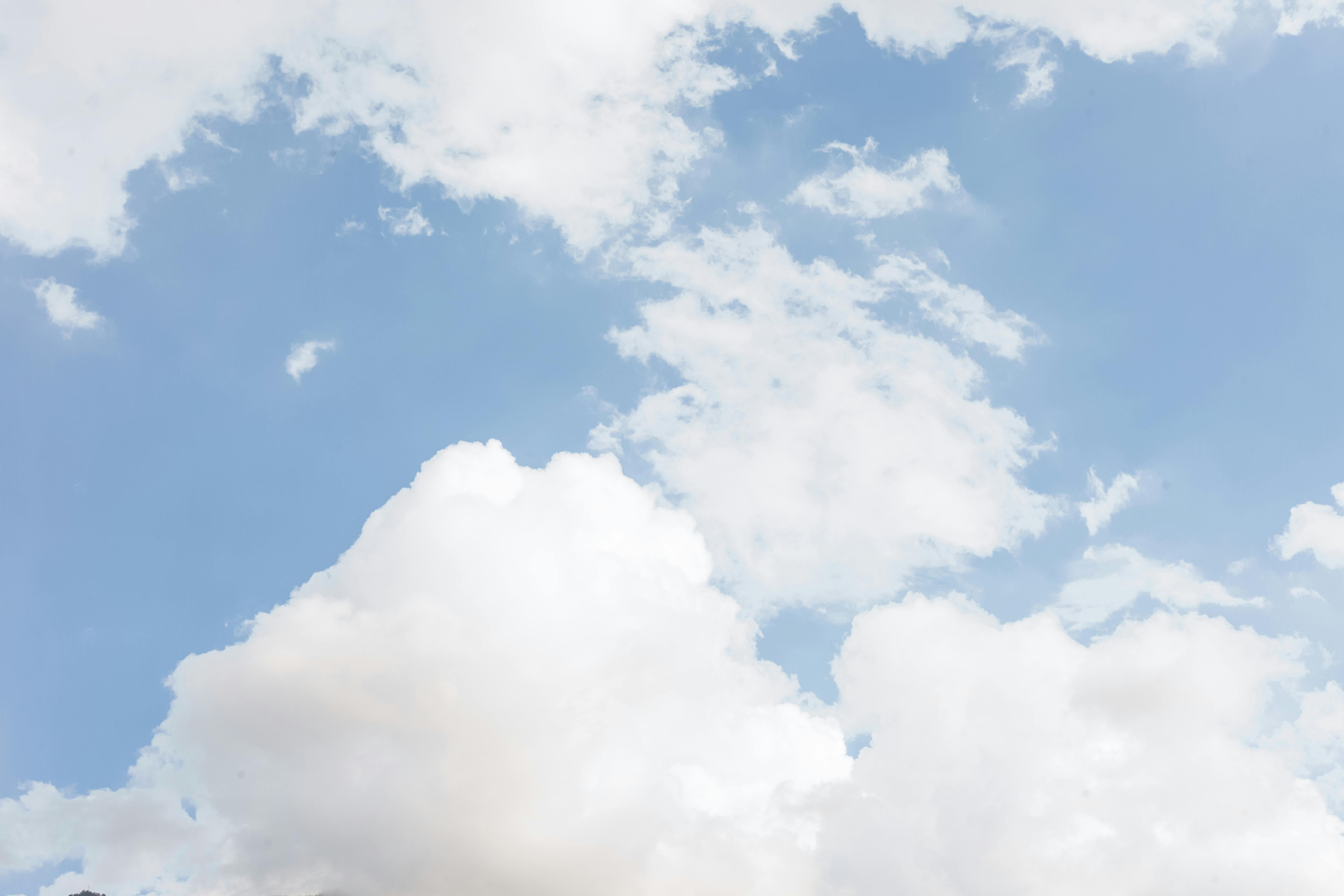 white clouds and blue sky