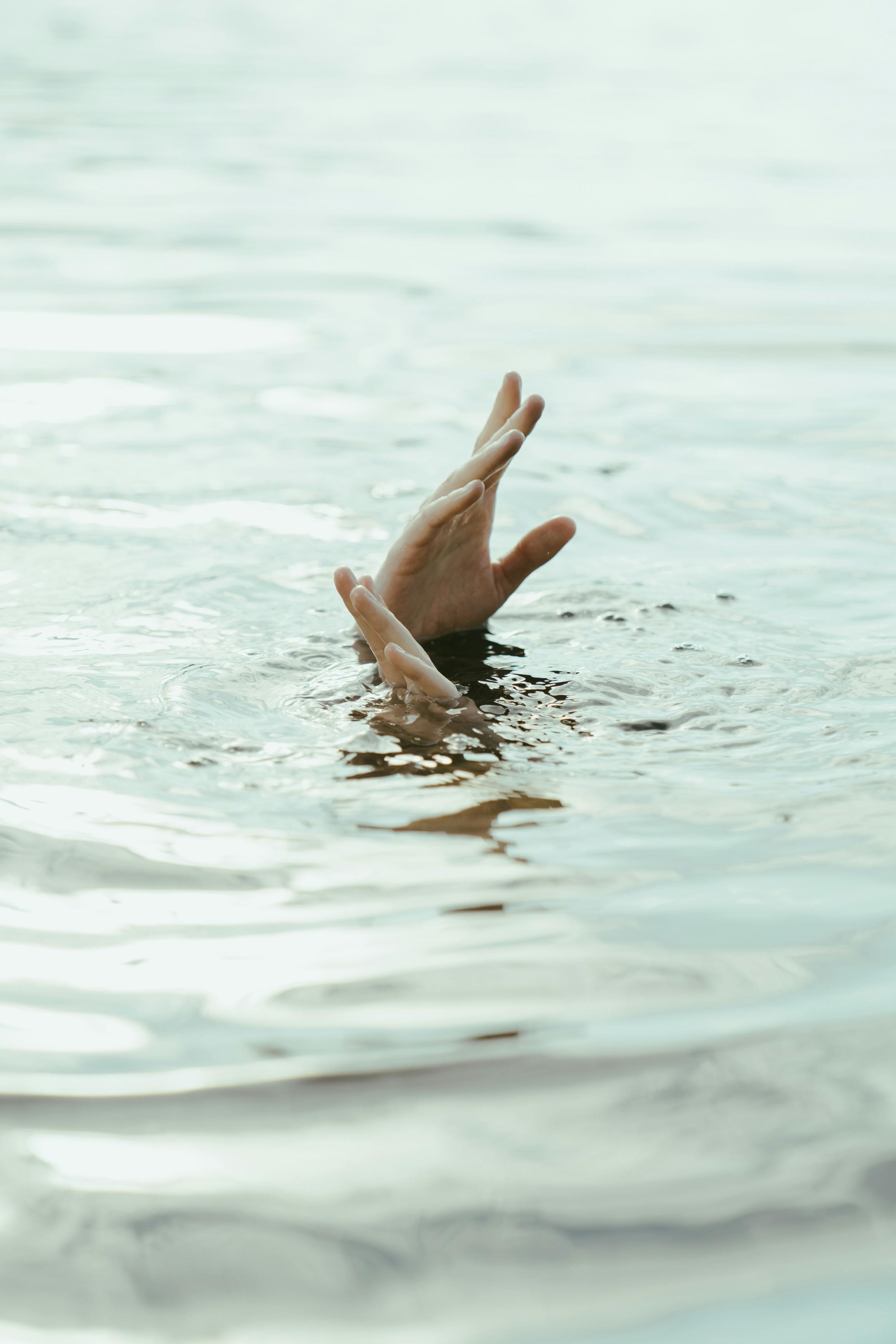 a pair of hands on the surface of water