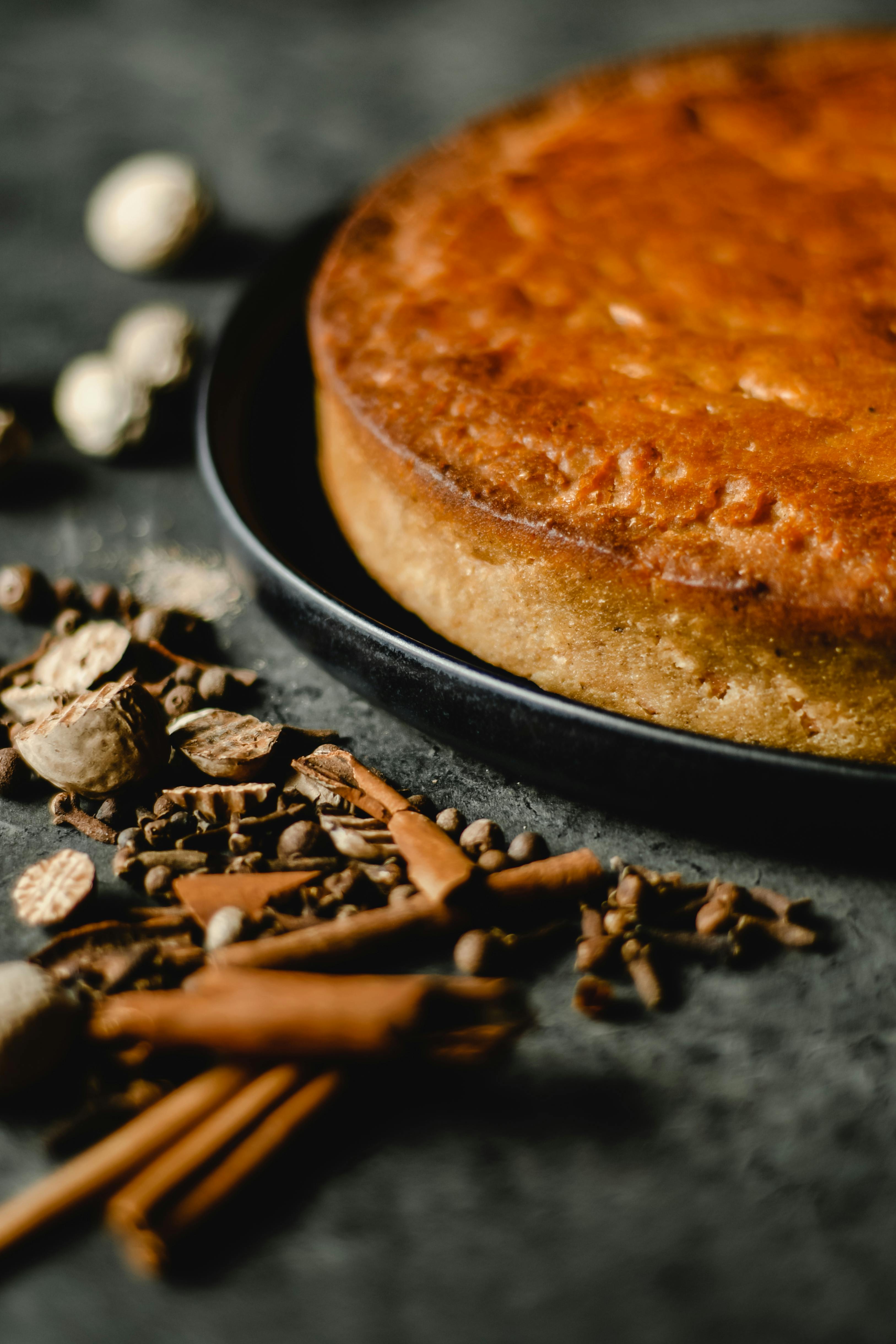 dried herbs beside baked pie