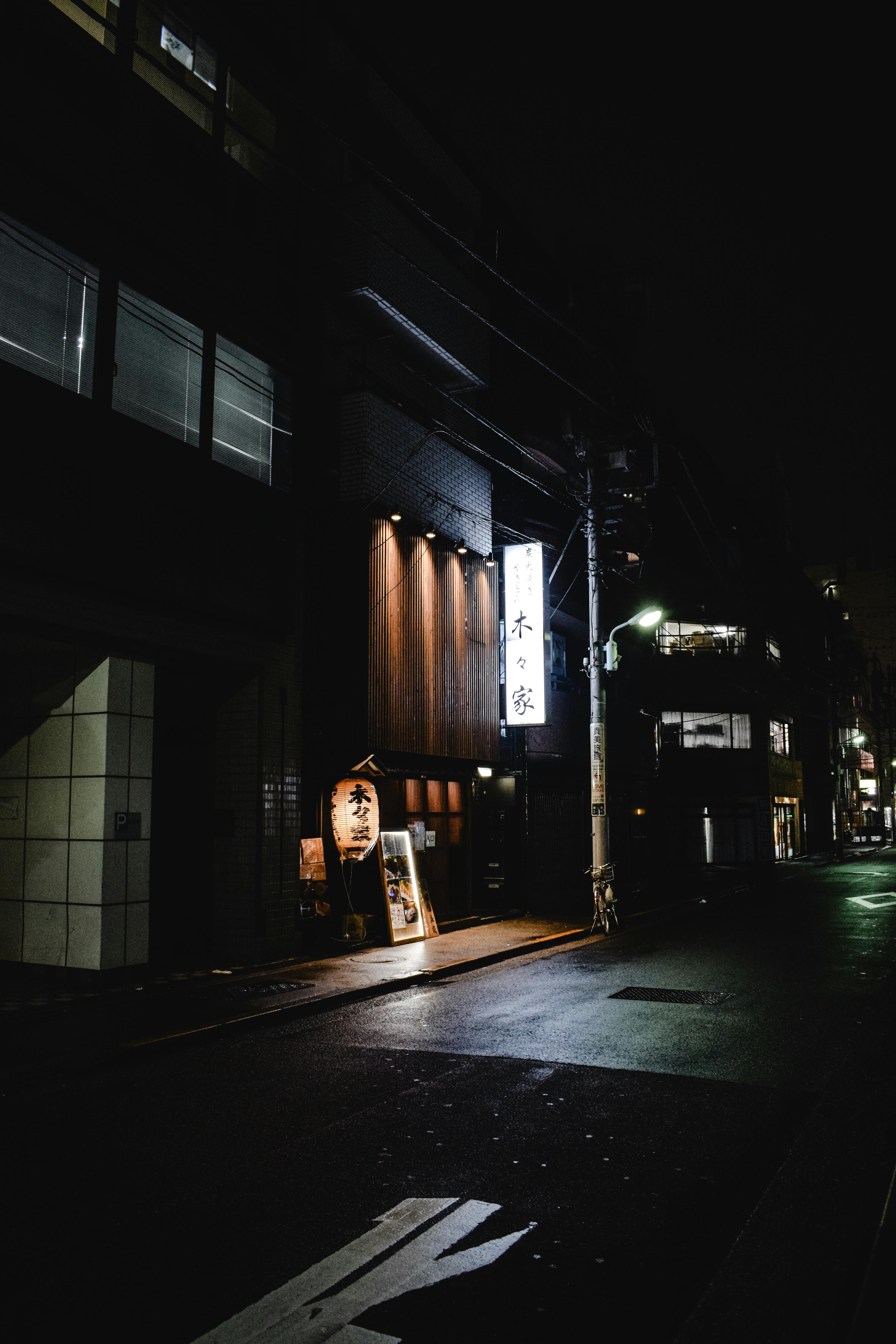 front of a restaurant during night time