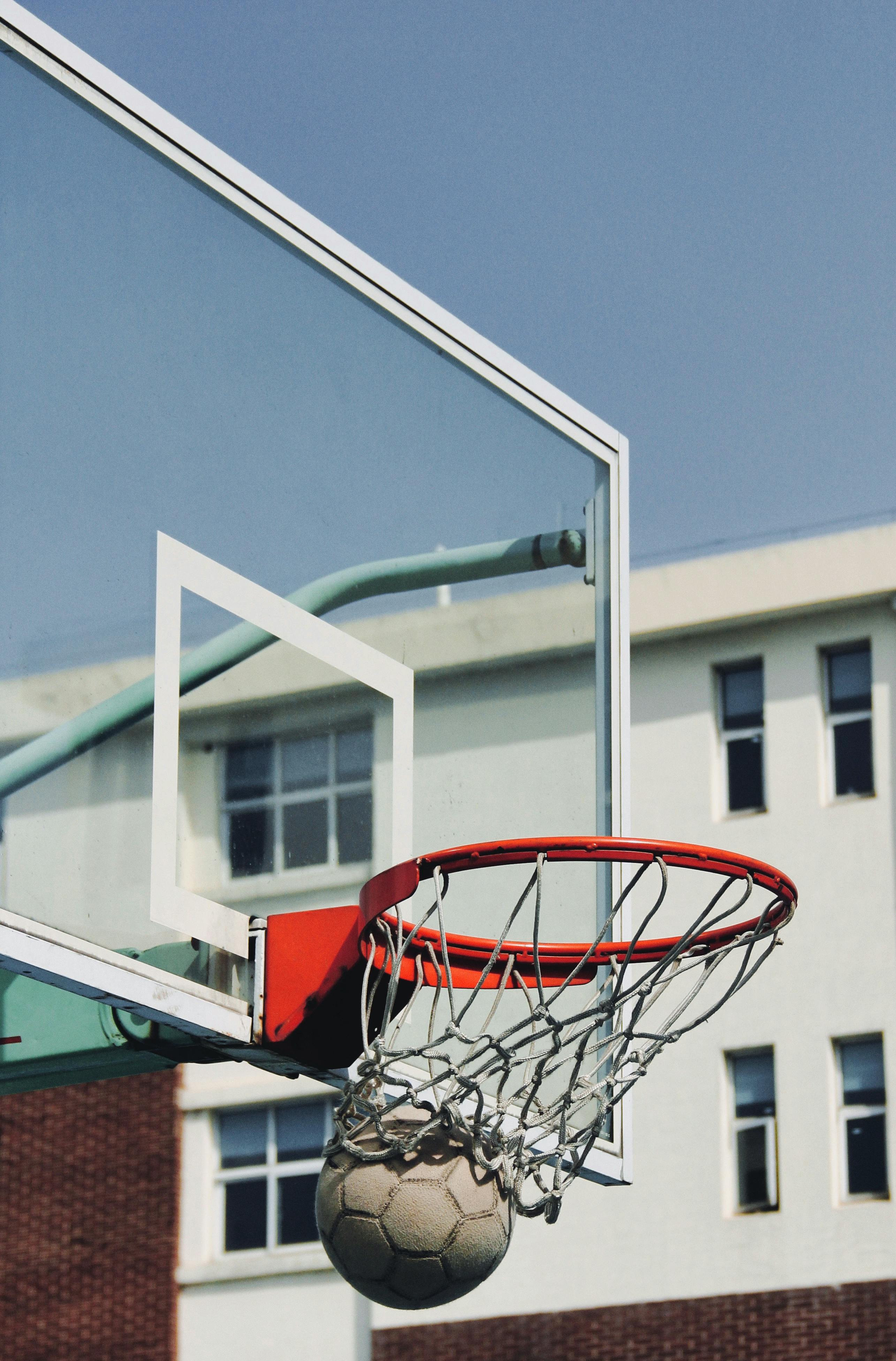 white and red basketball hoop