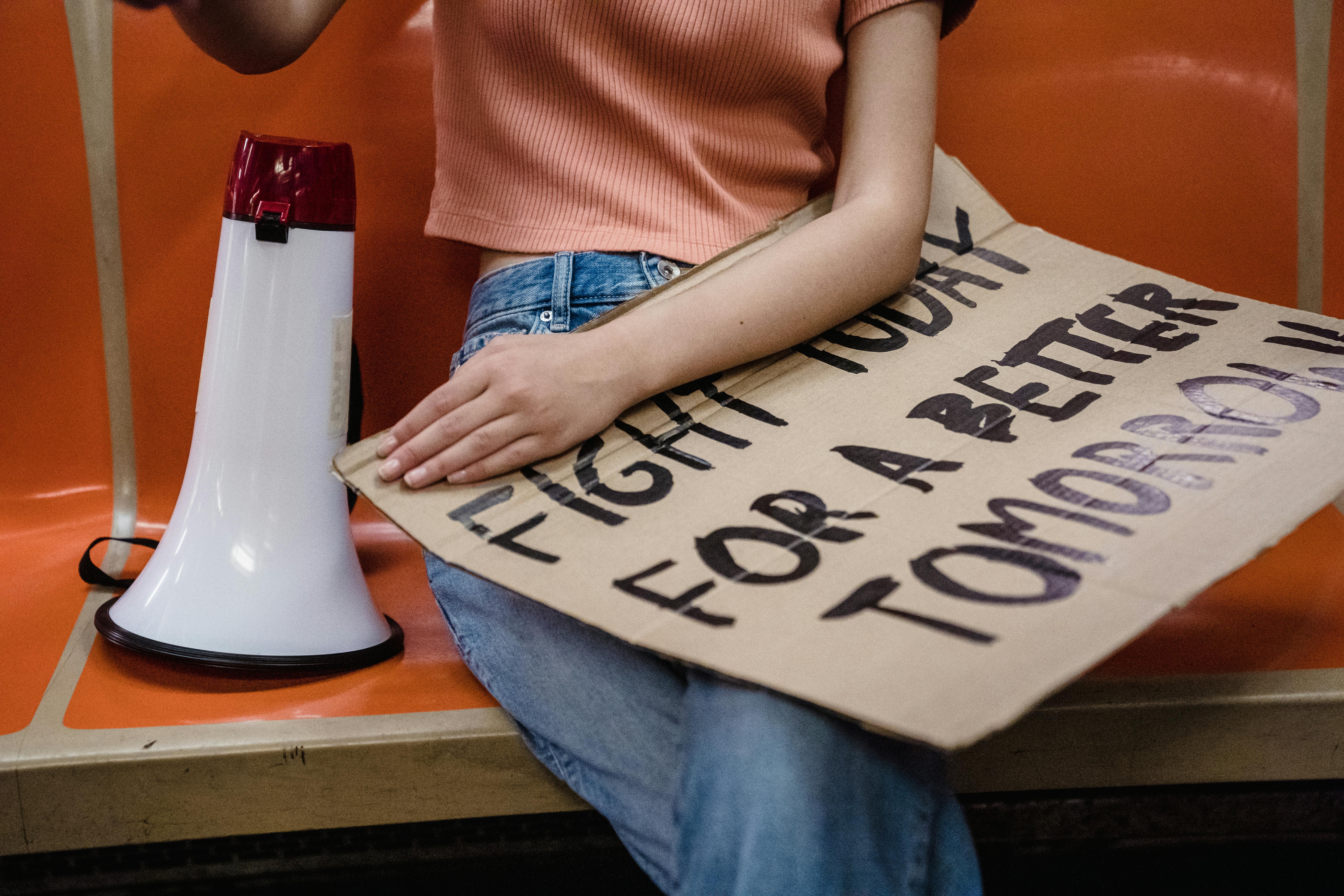 slogan on a person s lap