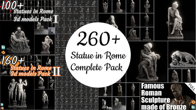 260plus Famous Statue in Rome Complete Pack