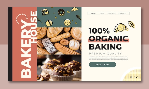 Free vector bakery landing page design template