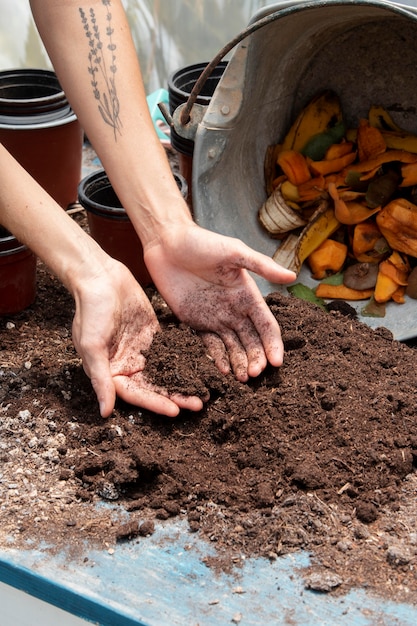 Free photo compost still life concept