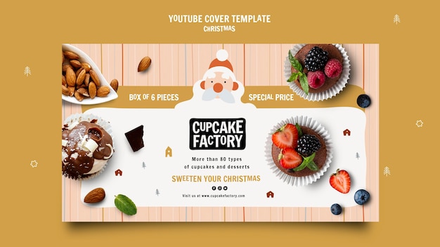 Free PSD christmas cupcake factory youtube cover