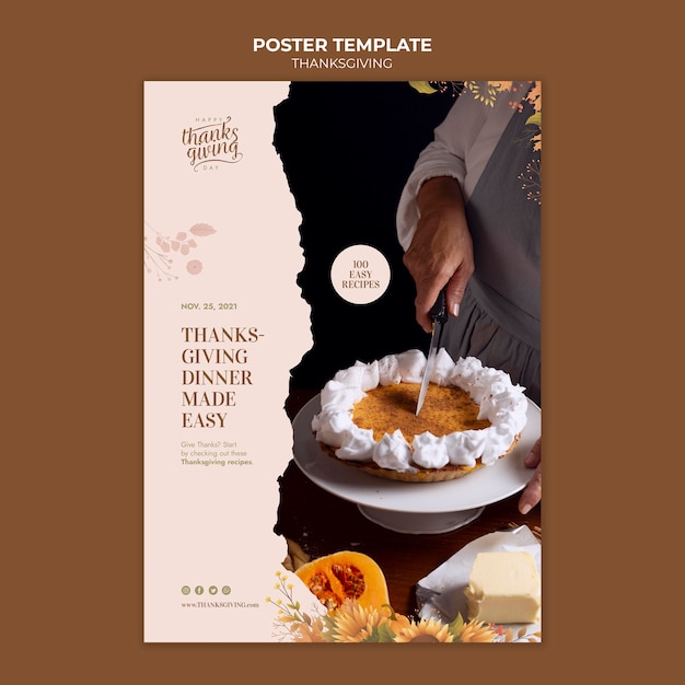 Free PSD happy thanksgiving day vertical print template