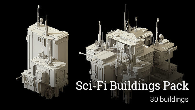 Sci-Fi Buildings Pack - 30 Buildings