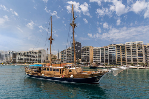 Harbor Serenity- A Two-Masted Yacht at Rest in Malta