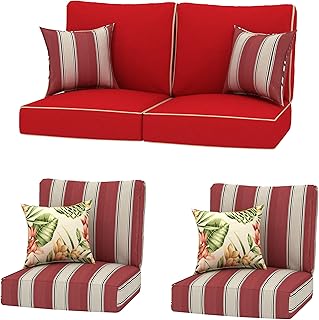 Outdoor/Indoor Square Fiesta Stripe Chair Cushion, Deep Seat Patio Seat and  Back Cushion High Back Chair Cushion - Walmart.com