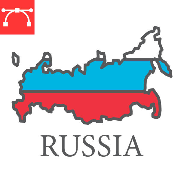 Map of Russia color line icon, country and geography, russia map flag sign vector graphics, editable stroke filled outline icon, eps 10. Map of Russia color line icon, country and geography, russia map flag sign vector graphics, editable stroke filled outline icon, eps 10 ликвидации предприятий банкротство stock illustrations