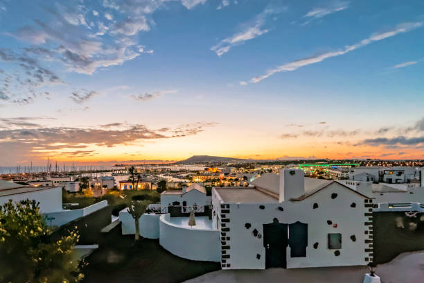 Sunset in Playa Blanca on the Canary Island of Lanzarote Sunset in Playa Blanca on the Canary Island of Lanzarote trufa blanca precio stock pictures, royalty-free photos & images